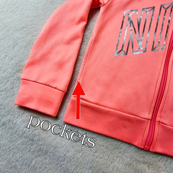 Nike Dri-Fit Coral Full-Zip Hoodie w/ Reflective Text – Beach Blaze Edition 4 - Picture 8 of 10